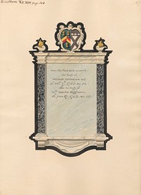 Memorial to George Higginson from Mrs. Martha Higginson from East Ham Church by Daniel Lysons