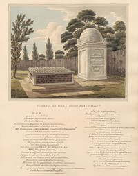 Tombs of Thomas Anguish, and Anna Glasse, from Hanwell Churchyard by Daniel Lysons