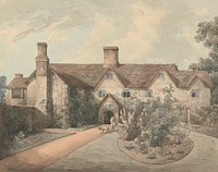 A Boy Playing a Drum in the Garden of a Country House