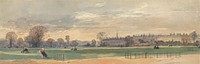 Cumberland Terrace, Regent's Park: A View Looking Toward Gloucester Gate, a Troop of Life Guards Exercising to the Right