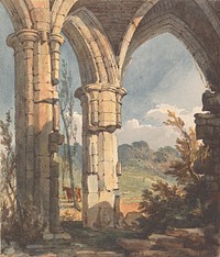 Landscape Looking Through Ruined Archway