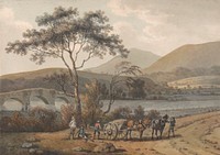 Men Loading a Cart Beside a River