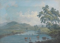 River Landscape with Cattle Watering