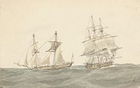 Barquentine and Frigate in Heavy Seas