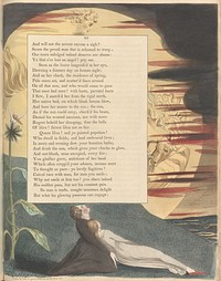 Young's Night Thoughts, Page 49, "As if the sun could envy, check'd his beam" by William Blake.