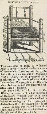 Bunyan's Vestry Chair (with text) from the mirror; page 47 (Volume One)