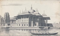 Views in the Levant: Man in a Boat Being Rowed Past a Pavilion