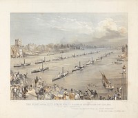 The Fleet of the City Steam Boats Passing in Review Order off Chalsea on the London Annual Commemoration
