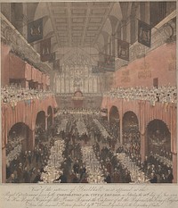 View of the Interior of Guildhall during a Banquet on 18 June 1814