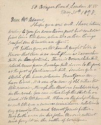 Letter from John Werge dated 30th May 1898 to Adams (two pages ms)