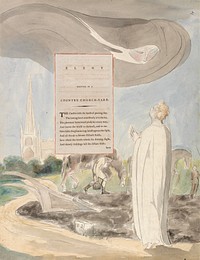 The Poems of Thomas Gray, Design 107, "Elegy Written in a Country Church-Yard." by William Blake. Original public domain image from Yale Center for British Art.