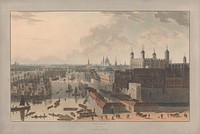 Plate II: London, the Pool and the Tower (from William Daniell's Six Views of London; Thames side)