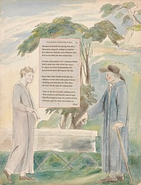 The Poems of Thomas Gray, Design 113, "Elegy Written in a Country Church-Yard." by William Blake. Original from Yale Center for British Art.