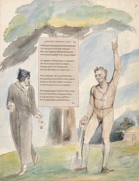 The Poems of Thomas Gray, Design 111, "Elegy Written in a Country Church-Yard." by William Blake. Original from Yale Center for British Art.