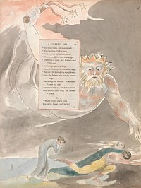 The Poems of Thomas Gray, Design 59, "The Bard." by William Blake. Original public domain image from Yale Center for British Art.