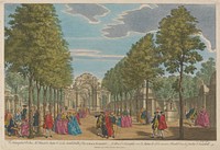 The Triumphal Arches, Mr. Handel's Statue & c. in the South Walk of Vauxhall Gardens