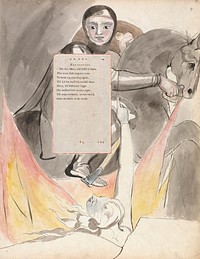 The Poems of Thomas Gray, Design 85, "The Descent of Odin." by William Blake. Original public domain image from Yale Center for British Art.