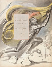 The Poems of Thomas Gray, Design 87, "The Triumphs of Owen." by William Blake. Original public domain image from Yale Center for British Art.