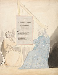 The Poems of Thomas Gray, Design 89, "The Triumphs of Owen." by William Blake. Original from Yale Center for British Art.