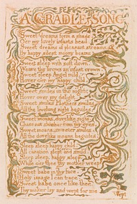 Songs of Innocence, Plate 18, "A Cradle Song" (Bentley 16) by William Blake