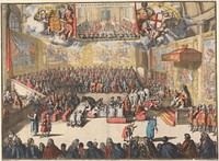 Het-Hoog-en Hager-Huys van Engelandt.  Coronation of the Prince of Orange