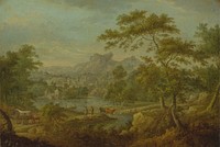 An Imaginary Landscape with a Wagon and a Distant View of a Town