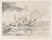 Pl. 3: Baffled Devils Fighting [' ... so turn'd/ His talons on his comrade.' Hell; Canto xxii. line 135] by William Blake. Original from Yale Center for British Art.