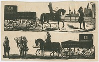 Two funeral scenes, with horse-drawn hearses.