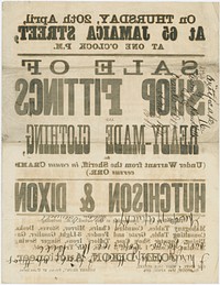 Sale of shop fittings and ready-made clothing, &c. : (under warrant from the Sheriff, in causa Cramb versus Orr.).