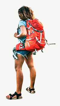 Woman backpacker, isolated image