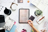 Woman using a digital tablet mockup