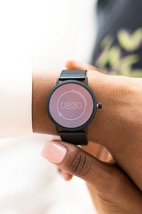 Closeup of a smartwatch on a woman's wrist