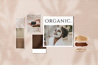 Aesthetic mood board mockup, self-care design psd