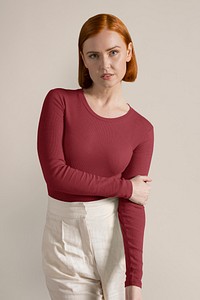 Women's autumn long sleeve mockup, apparel fashion psd