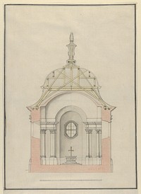 Cross Section of a Baroque Church or Chapel with a Bell-shaped Roof, ca. 1650–1725