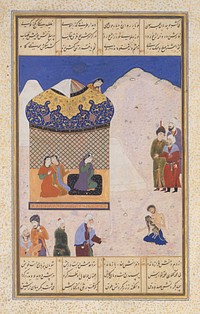 Laila Visiting Majnun in the Desert", Folio from a Khamsa (Quintet) of Amir Khusrau Dihlavi, Amir Khusrau Dihlavi (Author)