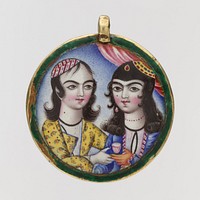 Portrait of a Couple in a Round Pendant