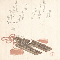 Rat on a Fuchin, Ornament with a Design of Egoyomi (Pictorial Calendar) by Kubo Shunman