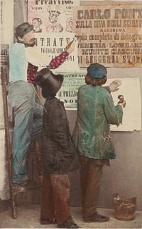 [Men Putting Up Broadsides, Venice] by Carlo Ponti (Italian, Milan 1820–1893 Venice)