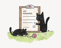 Cats life insurance, illustration isolated image
