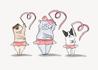 Prima ballerina hippo & friends, illustration isolated image