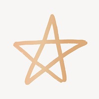 Gold star doodle collage element vector