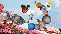 Galaxy collage art desktop wallpaper, planet in solar system background