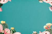 Teal cactus border background design