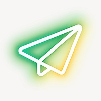 Paper plane icon, neon glow design psd