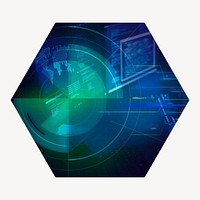 Computer hacking hexagonal shaped badge