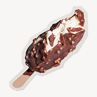 Chocolate ice cream bar paper element with white border