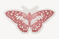 Pink butterfly paper element with white border