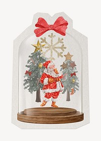  Christmas Santa snow globe paper element with white border