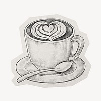 Latte art coffee paper element  white border